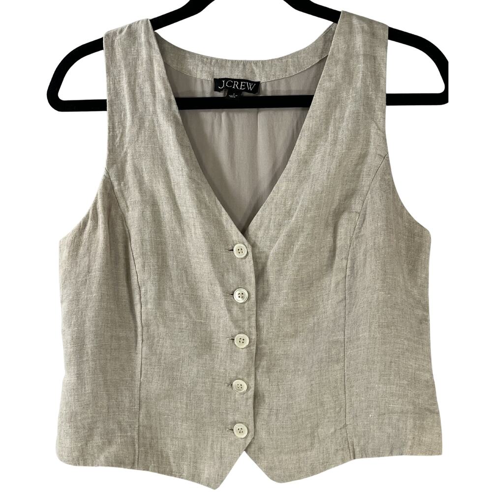 J. Crew Beige Button Front Vest Top Size Small
